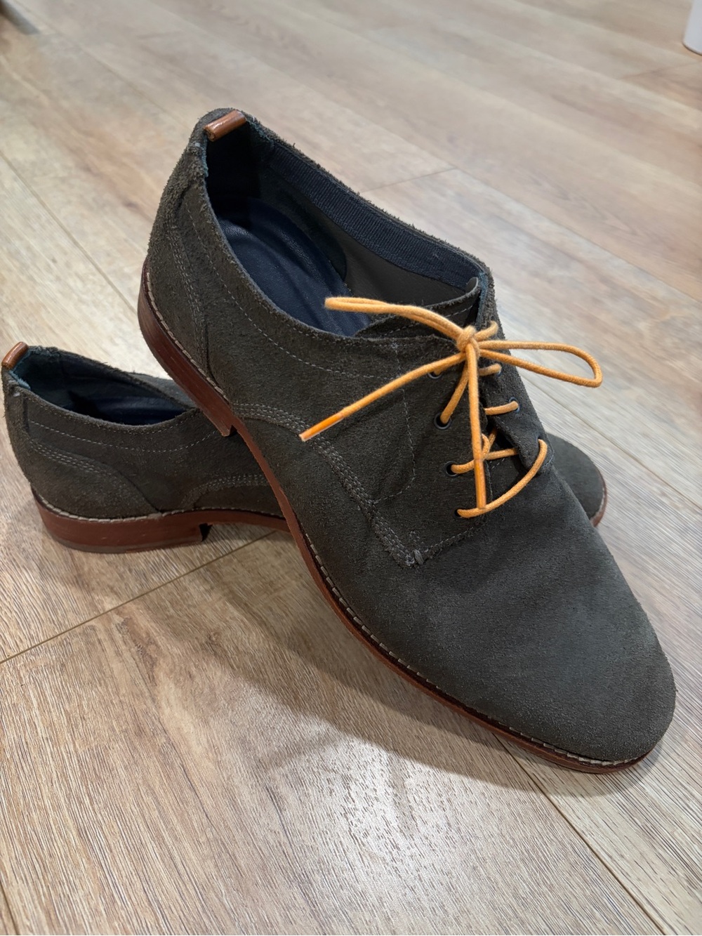 Cole Haan Deep Green Gray Suede Leather Oxford Derby Shoes Men’s 10.5